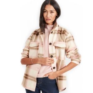 Banana Republic Oversized Shirt-Jacket in Pale Pink Plaid size L